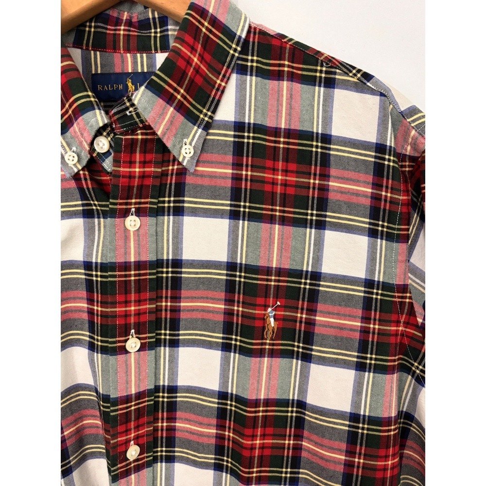 Polo Ralph Lauren Classic Fit Plaid Long Sleeve Button Flesh Pony Shirt L 0584